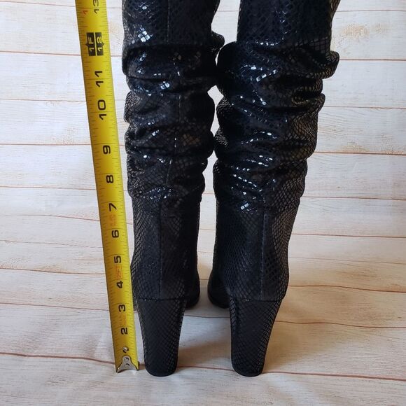 IRO Paris Yasur Gathered Snake Effect All Leather Slouchy Boots Black Size 39 - Picture 14 of 15